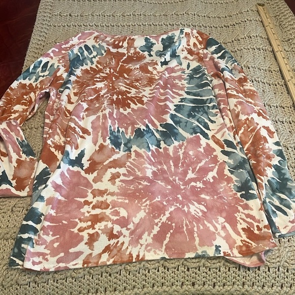 Twenty Second Tunic Tie-dye long sleeve tie waist top women’s sz‎ L Rust & green - Picture 11 of 11